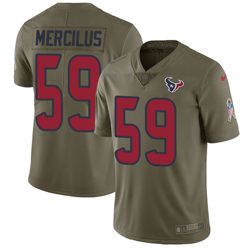 Nike Texans #59 Whitney Mercilus Olive Men's Stitched NFL Limited Salute to Service Jersey - Click Image to Close